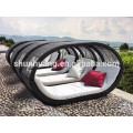 Arm hand woven wide rattan furniture villa wicker sun bed